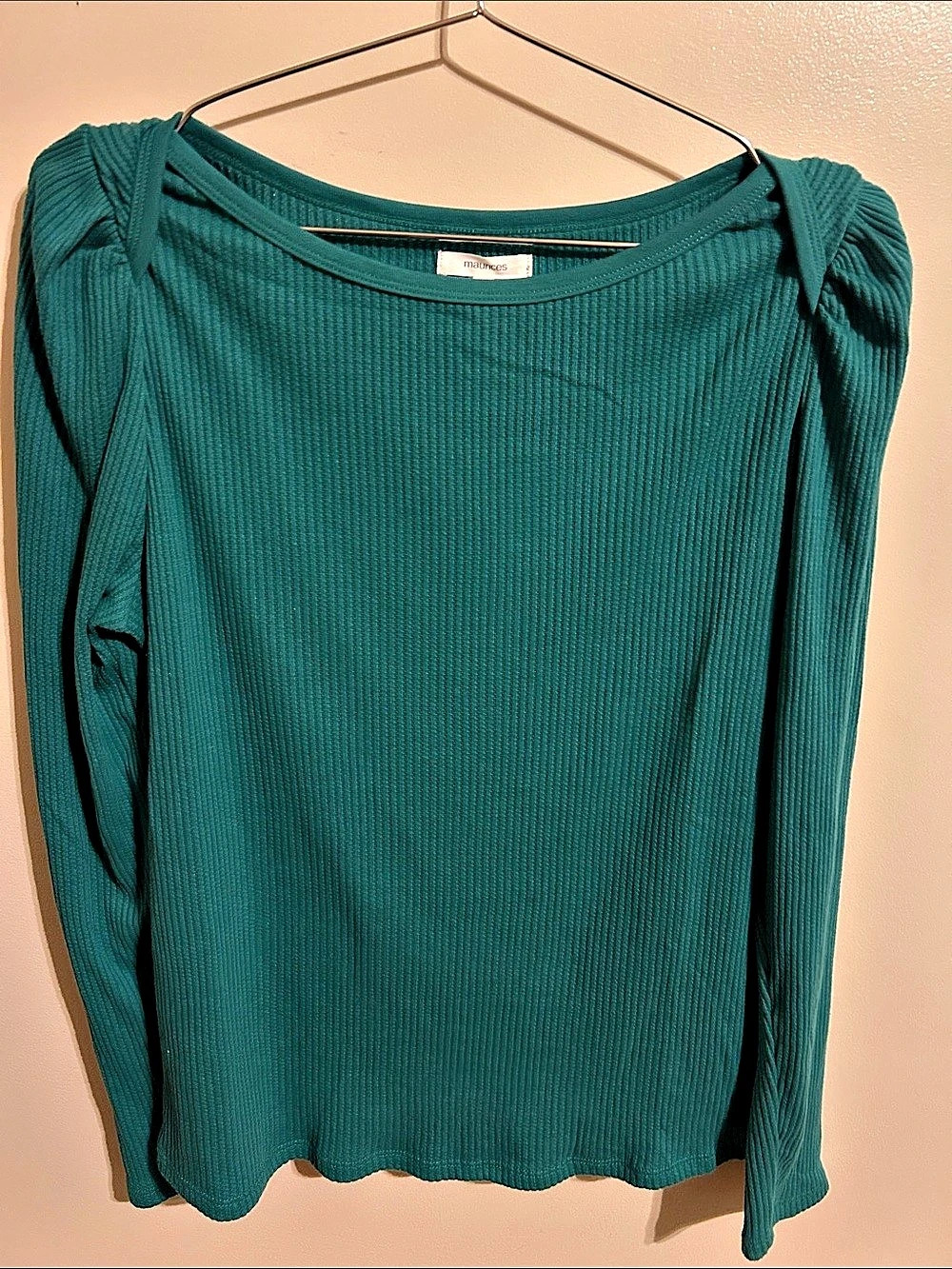 maurices Ribbed Long Sleeve Top in Green Size Medium